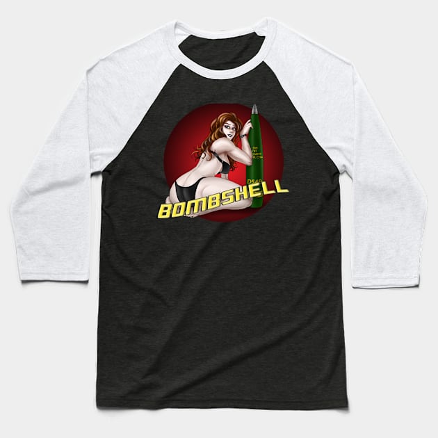Bombshell Pinup Baseball T-Shirt by Oswald's Oddities